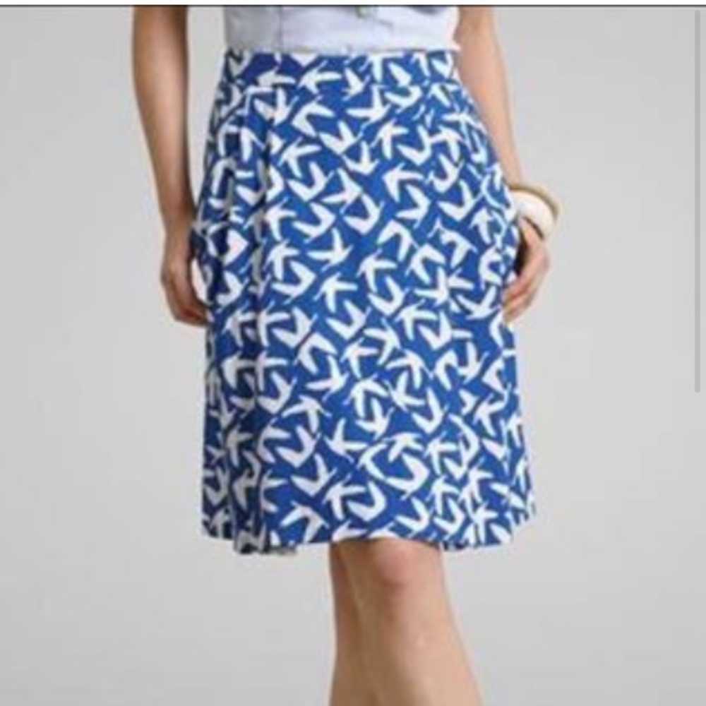 L.L Bean novelty bird poplin A line skirt